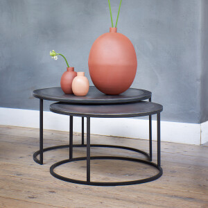 Light & Living Salontafel 'Talca' Set van 2 stuks, 67/75cm, kleur Antiek Koper/Brons