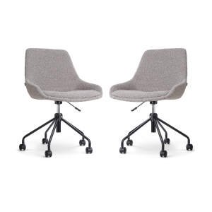 Nout-Isa bureaustoel bouclé taupe - zwart onderstel - set van 2