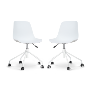 Nout-Pip bureaustoel wit - wit onderstel - set van 2