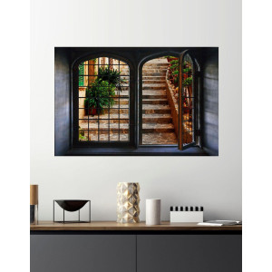 queence Wandfolie Spanje Muursticker, muurdecoratie, zelfklevend, 3D, raam