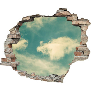 queence Wandfolie Wolken Muursticker, muurdecoratie, zelfklevend, 3D, muurdurchbraak (1 stuk)