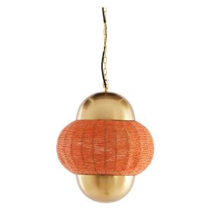 Light & Living Hanglamp 'Cetara' Kralen, 33cm, kleur Oranje/Brons