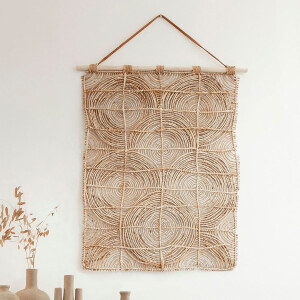 MUST Living Wanddecoratie 'Round&Round' Abaca en Teakhout, 107 x 71cm