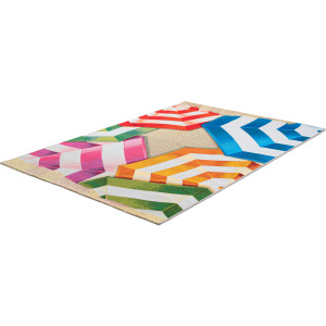 Sansibar Vloerkleed Rantum Beach SA-019 Vlak geweven, modern design, parasols, geschikt voor binnen en buiten