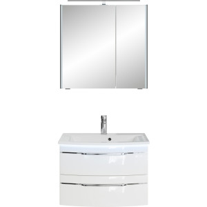 Saphir Badmeubelset Serie 7045 2-delig, mineraalmarmeren wastafel met led-spiegelkast (set, 2 stuks)