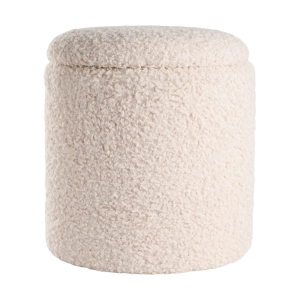 Sem teddy poef gebroken wit - met opbergruimte - Ø 36 cm