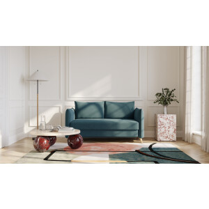 BRUNO slaapbank 140 cm in Petrol / turquoise | stabiel massief hout & boxspringcomfort