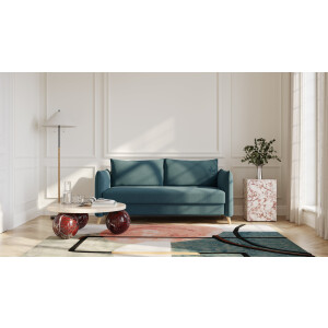 BRUNO slaapbank 160 cm in Petrol / turquoise | stabiel massief hout & boxspringcomfort