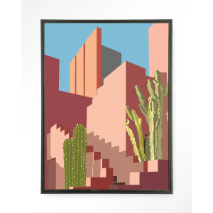 Urban Cotton Wandkleed 'Botanical Stairs' 80 x 110cm in Floating Frame - black