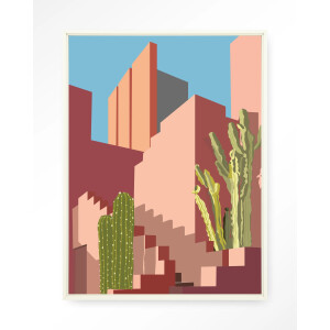 Urban Cotton Wandkleed 'Botanical Stairs' 80 x 110cm in Floating Frame - off white