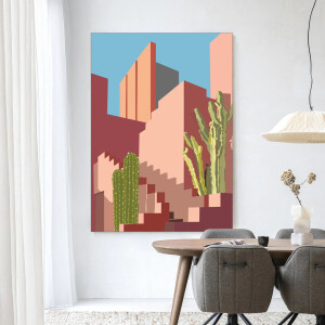 Urban Cotton Wandkleed 'Botanical Stairs' 145 x 190cm in Frame - black