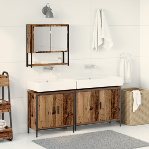 vidaXL Badkamermeubelset met plank met opslag 3 pcs Bruin Bewerkt hout