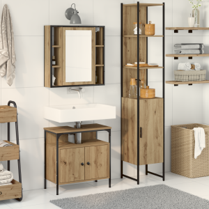 vidaXL Badkamermeubelset met plank 3 pcs Artisan Eiken Bewerkt hout