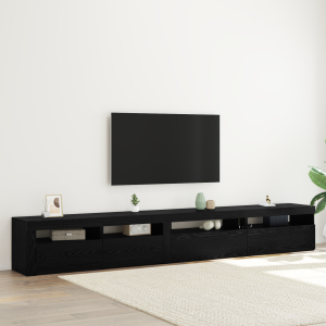 vidaXL 3-delige TV Meubel Set met LED Verlichting Zwart Eiken Gefabriceerd Hout