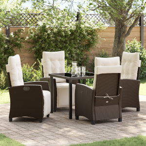 vidaXL 5-delige tuin eettafelset bruin poly rattan