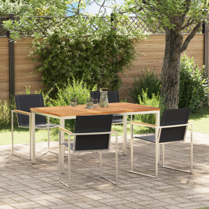 vidaXL Tuin eettafelset 5 pcs Bruin Massief Teakhout