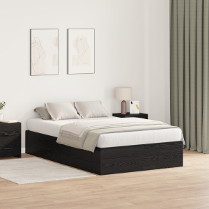 vidaXL Opbergbedframe met opslag Zwart Eiken 120 x 200 cm Bewerkt hout