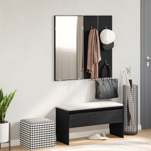 vidaXL Halmeubelset met lade met opslag 4 pcs Zwart Eiken Bewerkt hout