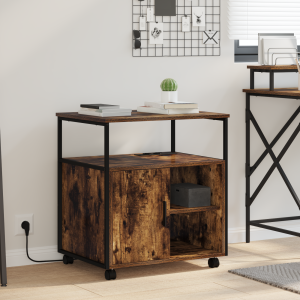 vidaXL Kast met Oplaadstation met wiel Gerookt eiken 61 x 46 x 67 cm