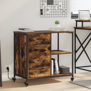 vidaXL Kast met Oplaadstation met wiel Gerookt eiken 76 x 41 x 72 cm