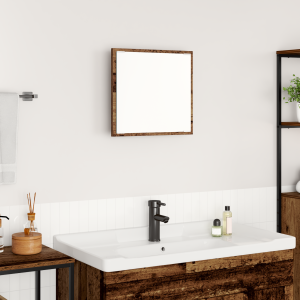 vidaXL LED Badkamer Spiegel Oud Hout 40 x 37 x 8.5 cm Bewerkt hout