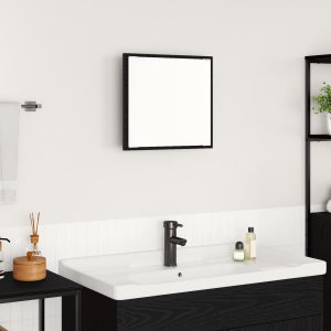 vidaXL LED Badkamer Spiegel Zwart Eiken 40 x 37 x 8.5 cm Bewerkt hout