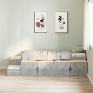 vidaXL Opbergbedframe met opslag Beton Grijs 80 cm Bewerkt hout