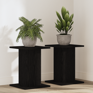 vidaXL Plantenstandaard 2 pcs Zwart Eiken 30 x 30 x 40 cm Bewerkt hout