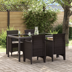vidaXL Tuinmeubelen met Kussens 4 stuks Bruin Poly Rattan