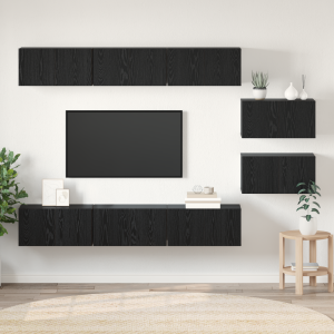 vidaXL Tv-meubelset 8 pcs Zwart eiken 60 x 30 x 30.5 cm Bewerkt hout