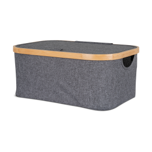 Wendy stoffen opbergmand donkergrijs - 38 x 26 cm