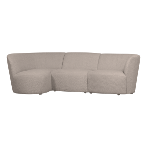 WOOOD 3-zits Loungebank 'Coco' Links, Bouclé, kleur Zand