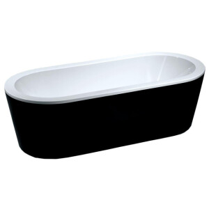 Xellanz Nero vrijstaand ligbad 178x80cm acryl glans wit/zwart met waste glans wit 21.3681