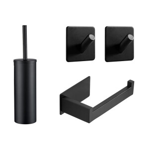 XIVADA Toilet accessoires set - 4 delig - Zonder boren - Rvs - Zwart