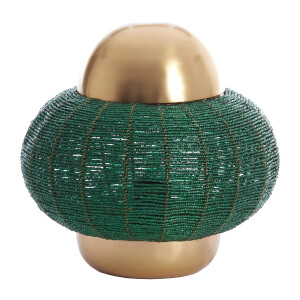 Light & Living Tafellamp 'Cetara' Kralen, 26cm, kleur Donkergroen/Brons