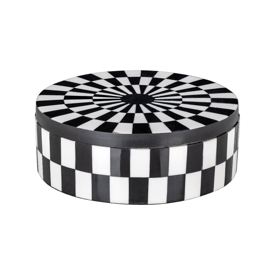 Richmond Rond Opbergdoosje 'Nore' Ø15cm, kleur Zwart/Wit Richmond Rond Opbergdoosje 'Nore' Ø15cm, kleur Zwart/Wit afbeelding