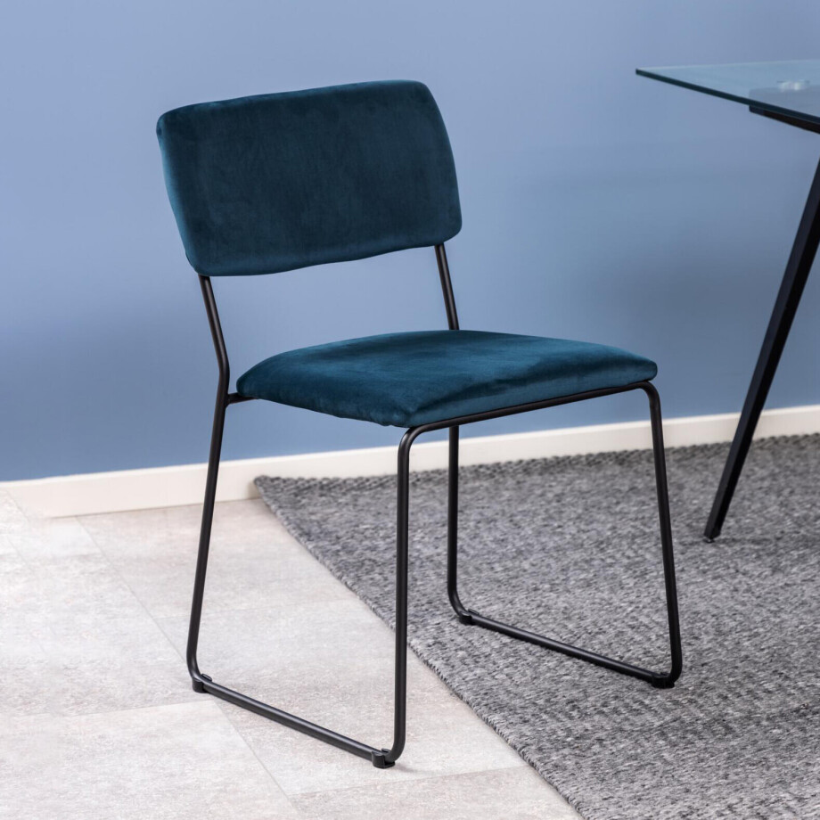 Bendt Eetkamerstoel 'Tammi' Velvet, kleur Navy Blue afbeelding 1