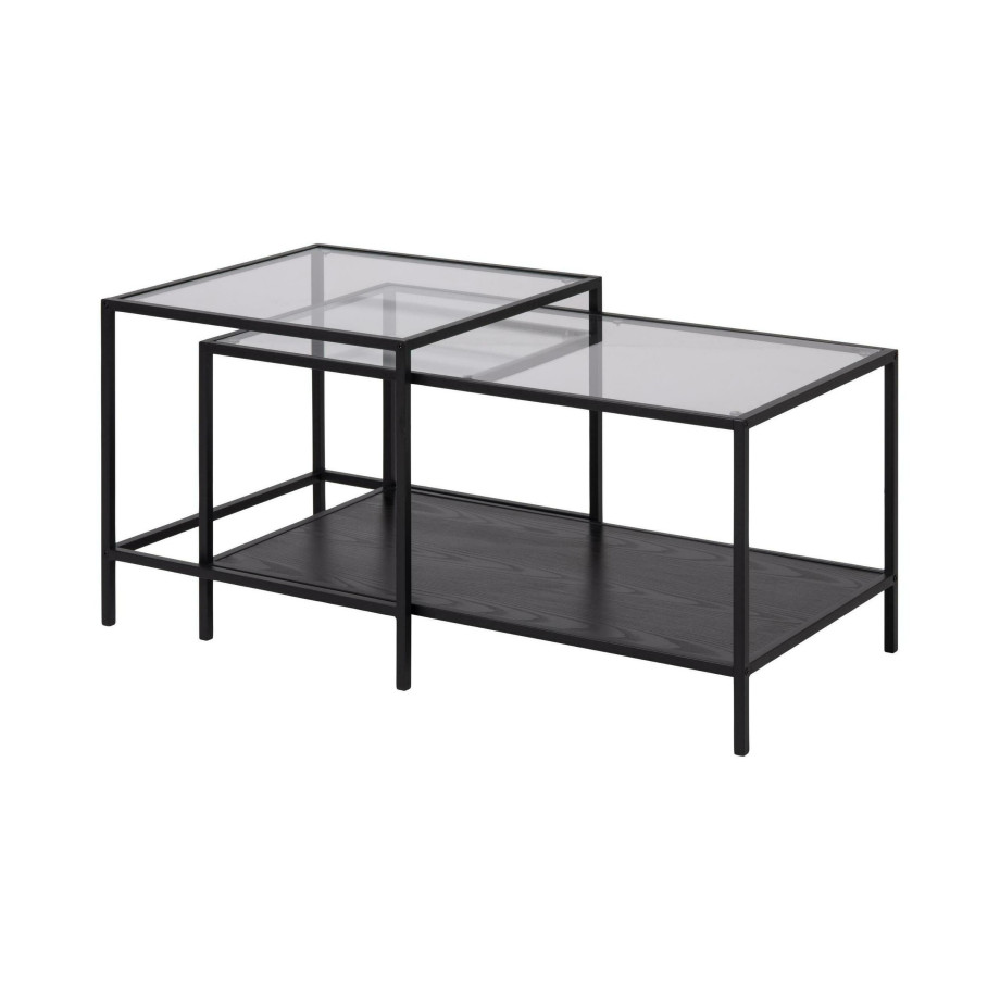 Bendt Salontafel 'Holger' Set van 2 stuks, Glas en metaal afbeelding 1