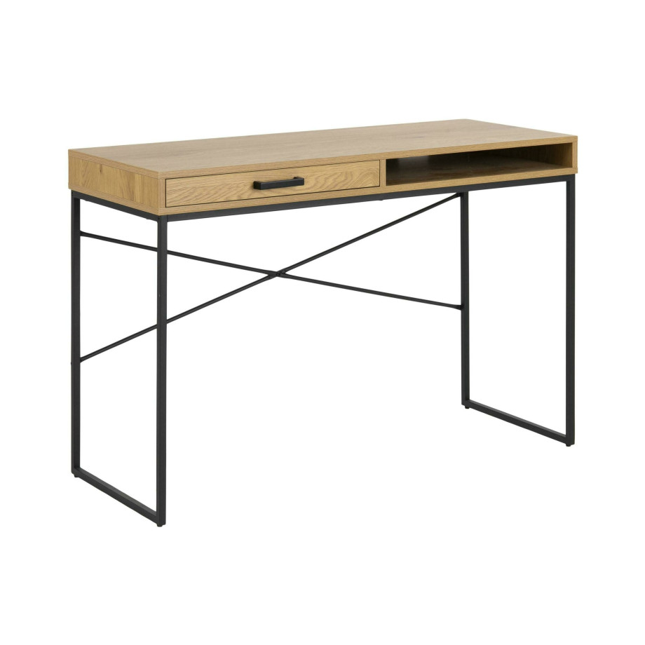 Bendt Bureau 'Holger' Met lade, Eiken en metaal, 110 x 45cm afbeelding 1