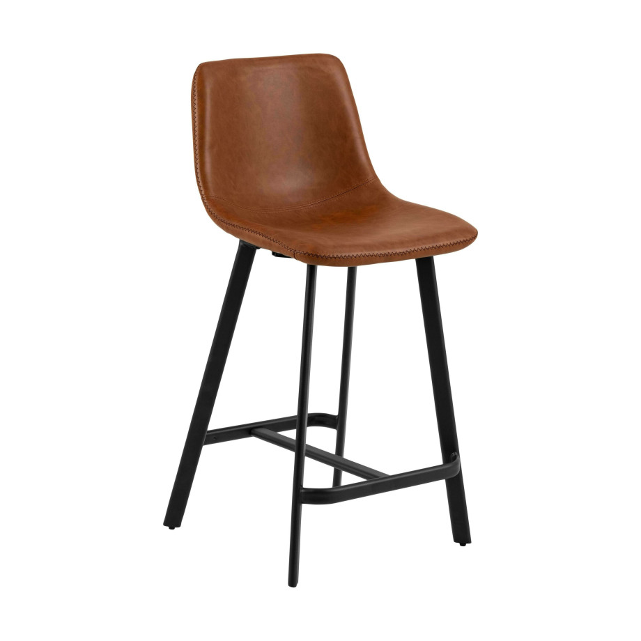 Bendt Barstoel 'Xanthe' PU, kleur Cognac (zithoogte 63cm) afbeelding 1