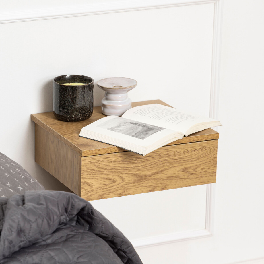 Bendt Zwevend Nachtkastje 'Grete' Met 1 lade, kleur Naturel Bendt Zwevend Nachtkastje 'Grete' Met 1 lade, kleur Naturel afbeelding 1