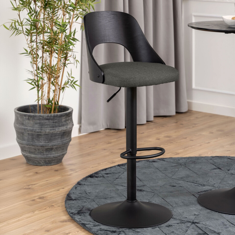 Bendt Draaibare Barkruk 'Vila' kleur Donkergrijs (zithoogte 62-84cm) afbeelding 1