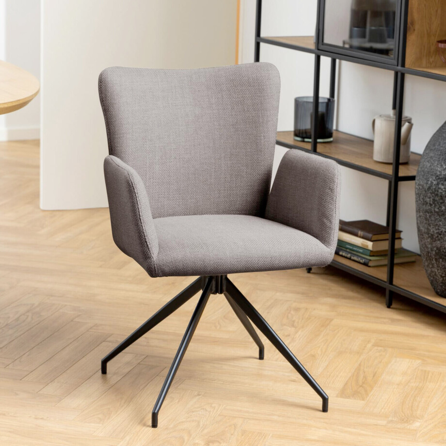 Bendt Draaibare Eetkamerstoel 'Idun' kleur Grijsbruin afbeelding 1