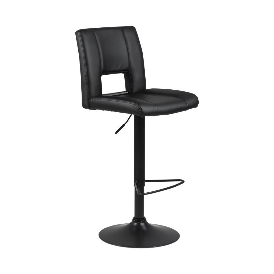 Bendt Draaibare Barkruk 'Rut' Lederlook, kleur Zwart (zithoogte 62-83cm) afbeelding 1