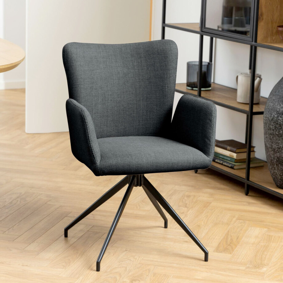 Bendt Draaibare Eetkamerstoel 'Idun' kleur Donkergrijs afbeelding 1