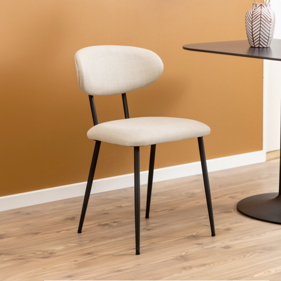 Bendt Eetkamerstoel 'Puja' Stof, kleur Beige Bendt Eetkamerstoel 'Puja' Stof, kleur Beige afbeelding 1