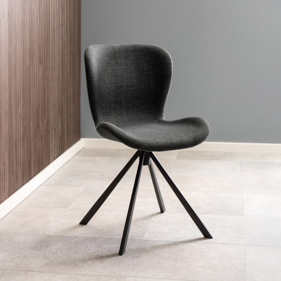 Bendt Draaibare Eetkamerstoel 'Olle' Stof, kleur Donkergrijs afbeelding 1