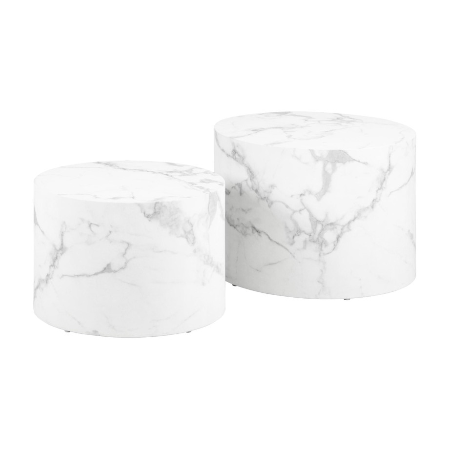 Bendt Salontafel 'Flavian' Marmerlook, Set van 2 stuks, kleur Wit afbeelding 1
