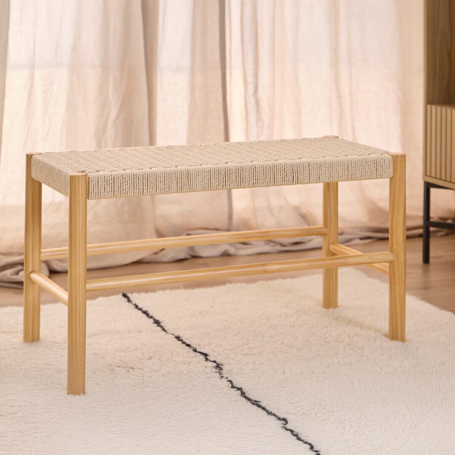 Bendt Bankje 'Marlen' Geweven koord, 80cm afbeelding 1