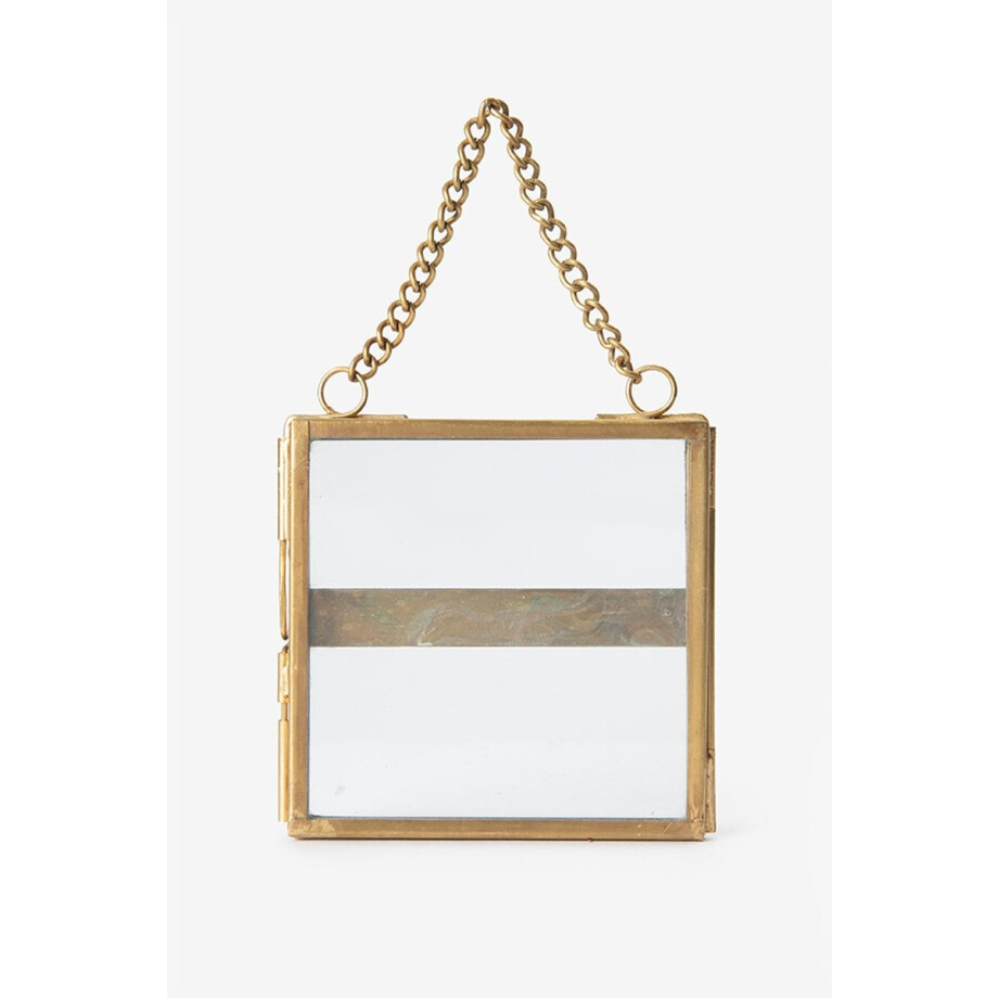 Goudkleurig vierkant fotolijstje met ketting Goudkleurig vierkant fotolijstje met ketting afbeelding 1